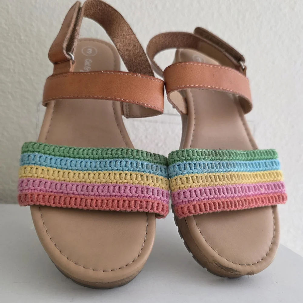 Girls Cat and Jack open toes Colorful Sandals Size 3